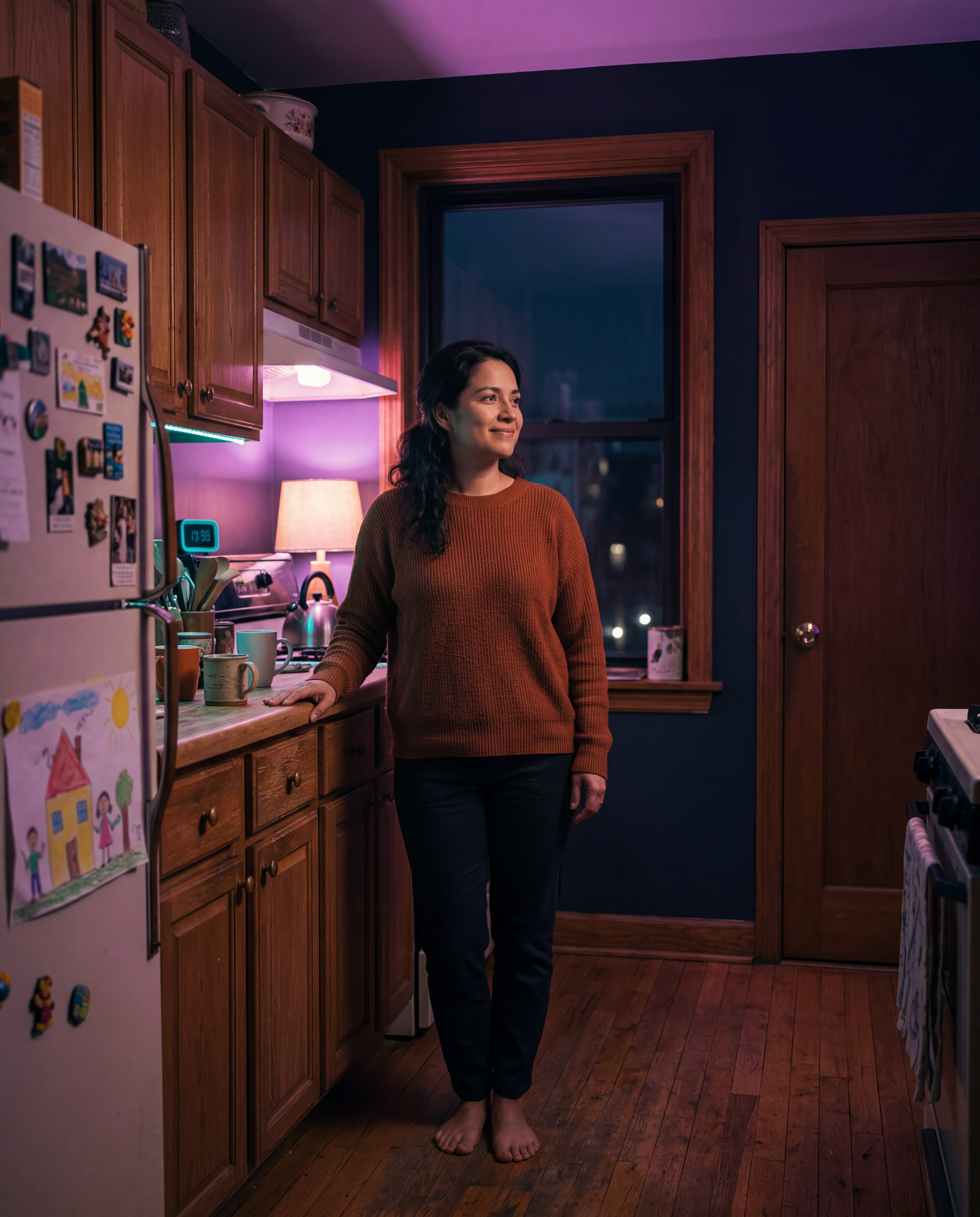 A parent at home in her own space, where her records live