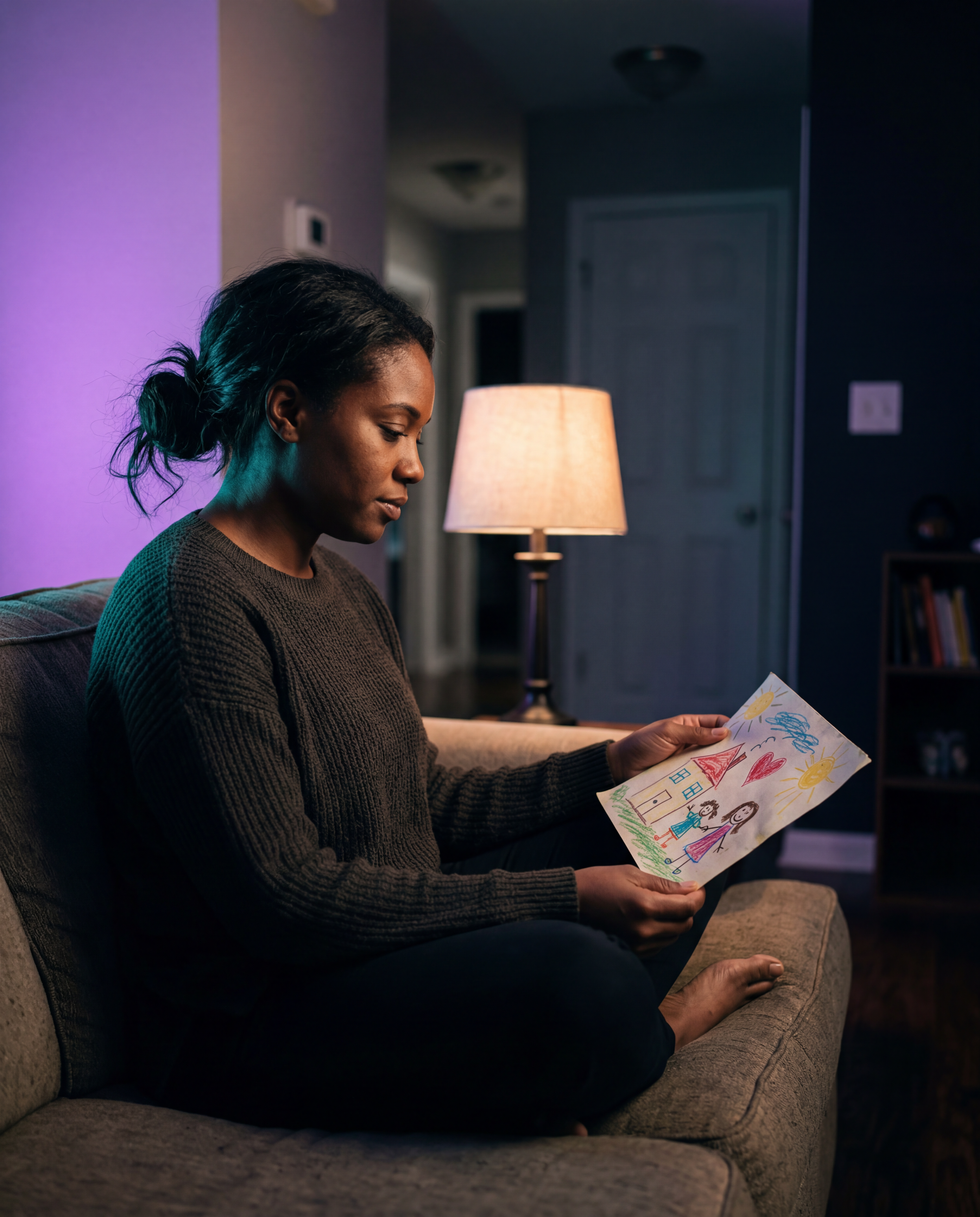 A parent keeping the record alone, late at night