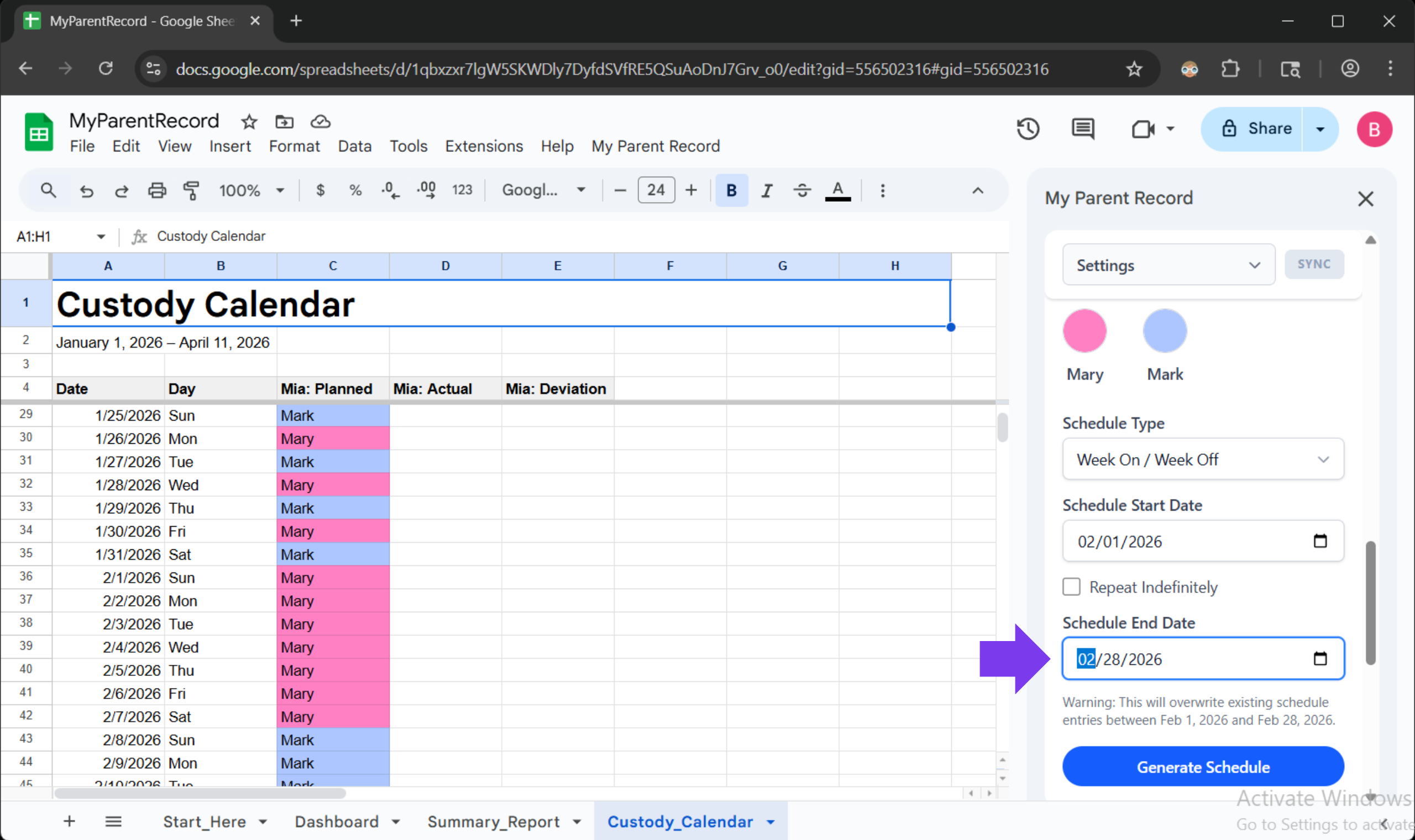 Segmented Calendar
